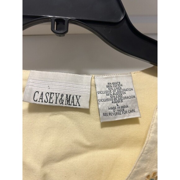 Vtg 90s Y2K Floral Embroidered Yellow Vest Womens Large Tie Back Cottage Boho - Picture 2 of 4